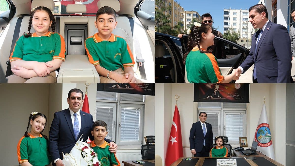 Birecik'te kaymakamlıkta ‘minik’ nöbet değişimi! Koltuk da makam aracı da çocukların