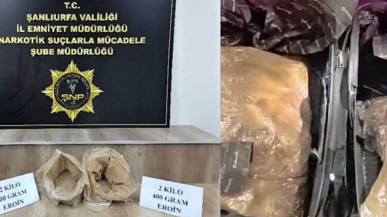 Şanlıurfa’da valiz içerisinde eroin çıktı 1 kişi gözaltına alındı